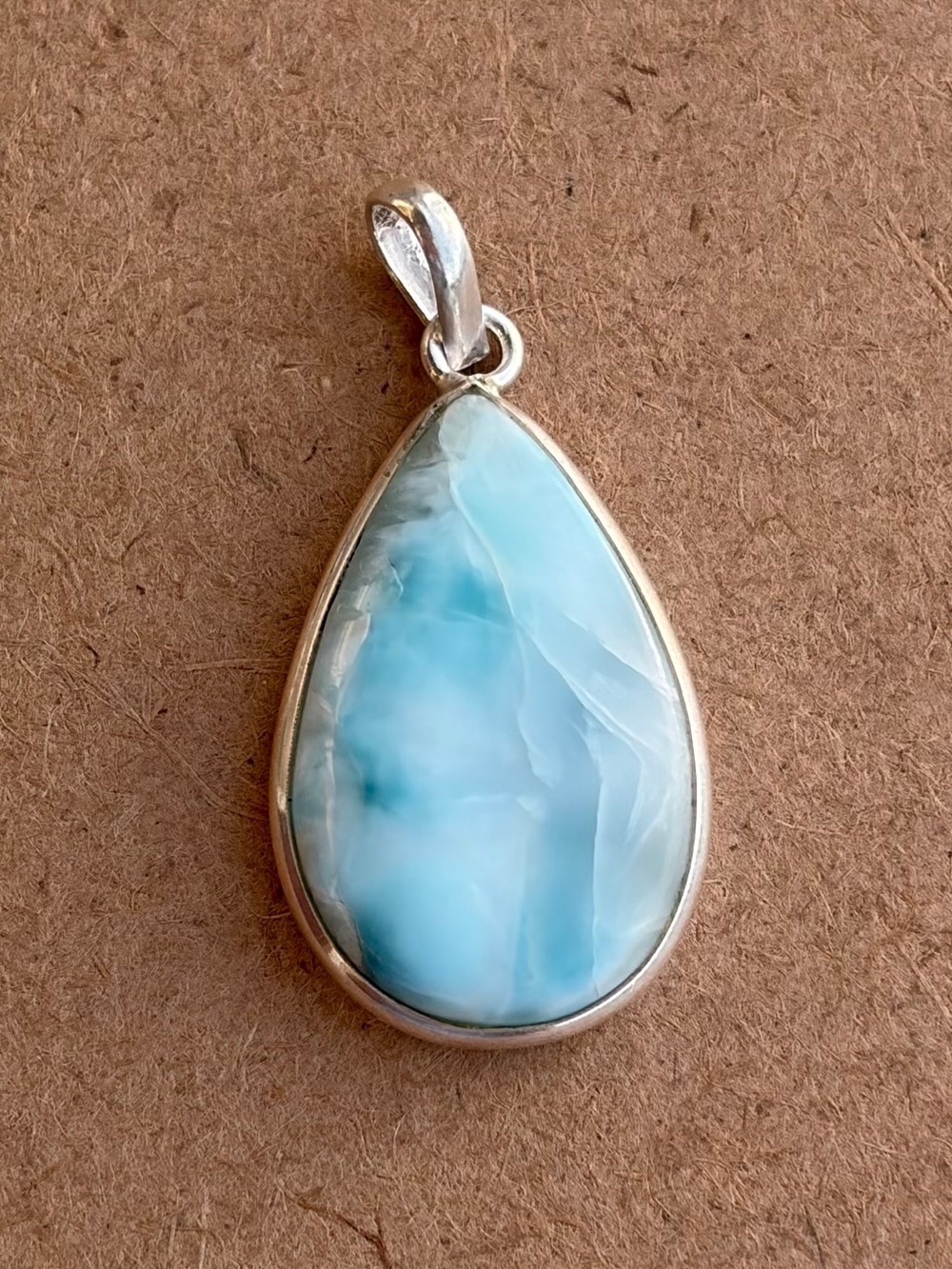 925 Sterling Silver Teardrop Larimar Pendant